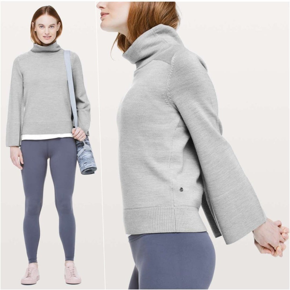 Lululemon Merino Wool Turtleneck Relaxed Sweater Grey Plus Size 12 NWOT